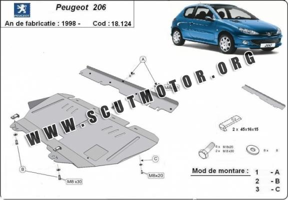 Scut motor metalic Peugeot 206