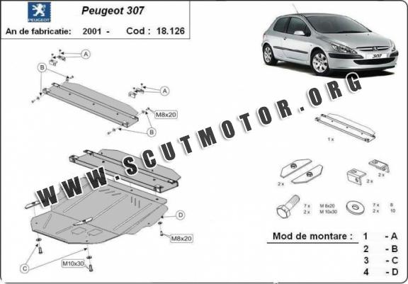 Scut motor metalic Peugeot 307