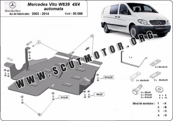 Scut metalic cutie de viteză Mercedes Vito W639, motorizare 4x4, cutie de viteză automată