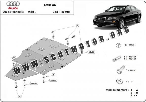 Scut motor metalic Audi A6, fără laterale