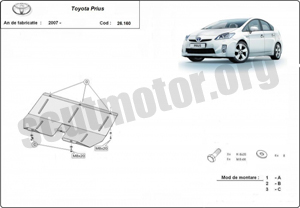 Scut motor metalic Toyota Prius, motorizare 1.4, 1.6, 1.8 ,D , Hybrid fabricat dupa 2007