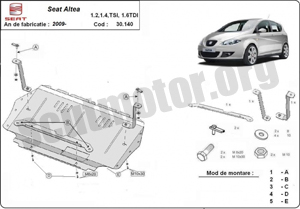 Scut motor metalic si cutie de viteză Seat Altea, 1.2, 1.4Tsi, 1.6Tdi, fabricat după 2009