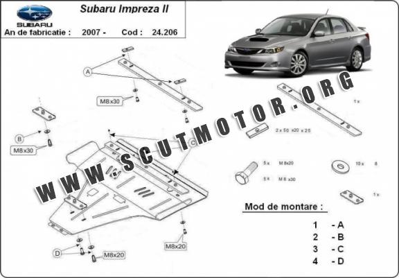 Scut motor metalic Subaru Impreza, motorizare benzina