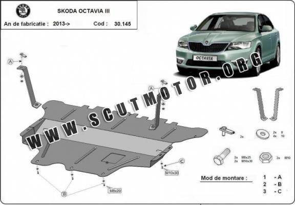 Scut motor metalic Skoda Octavia III - cutie de viteză manuală