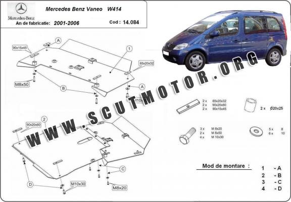 Scut motor metalic Mercedes Vaneo W414