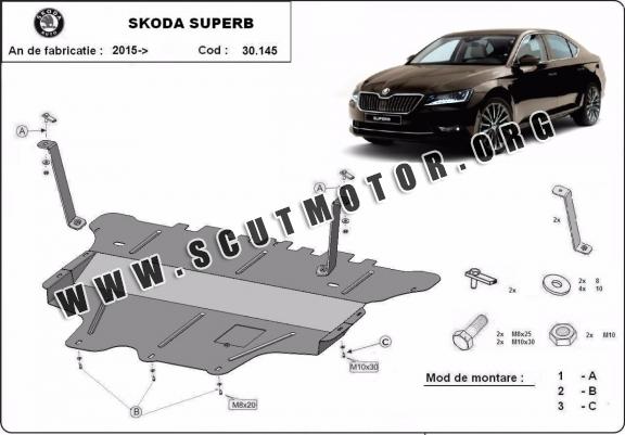 Scut motor metalic Skoda Superb - cutie de viteză manuală