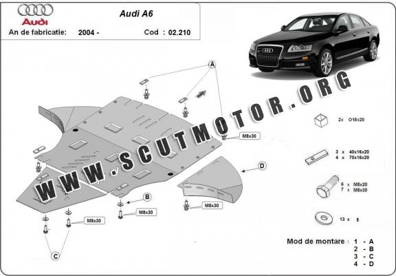 Scut motor metalic Audi A6 cu lateral