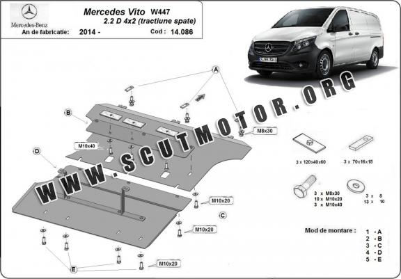 Scut motor metalic Mercedes Vito W447 - 2.2 D 4x2 (tracțiune spate)