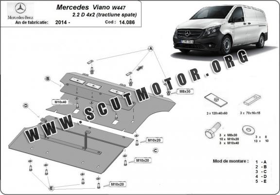 Scut motor metalic Mercedes Viano W447 - 2.2 D 4x2 (tracțiune spate)