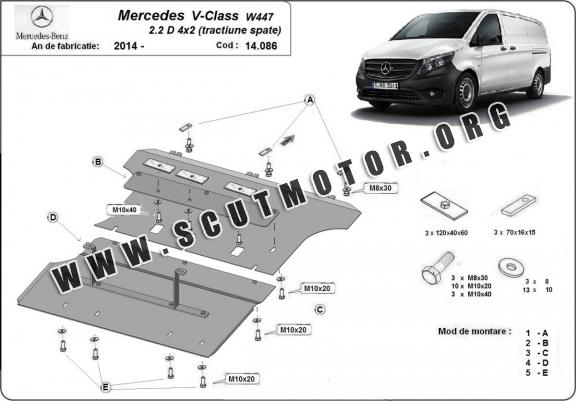 Scut motor metalic Mercedes V-Class W447 - 2.2 D 4x2 (tracțiune spate)
