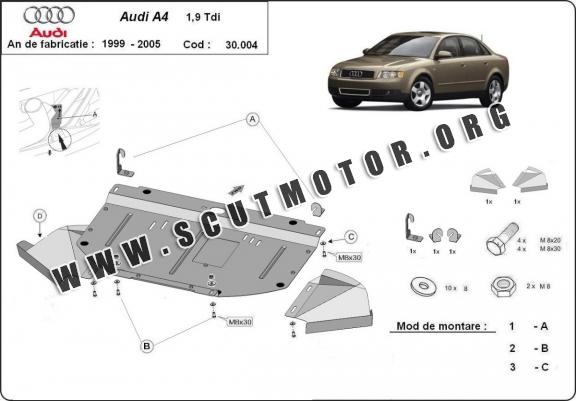 Scut motor metalic Audi A4 B6, 1.9 tdi