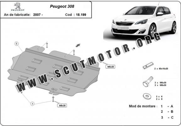 Scut motor metalic Peugeot 308