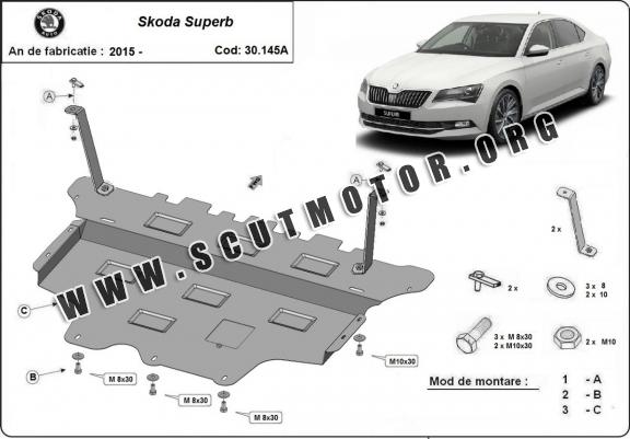 Scut motor metalic Skoda Superb - cutie de viteză automată