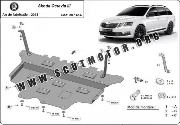 Scut motor metalic Skoda Octavia III - cutie de viteză automată