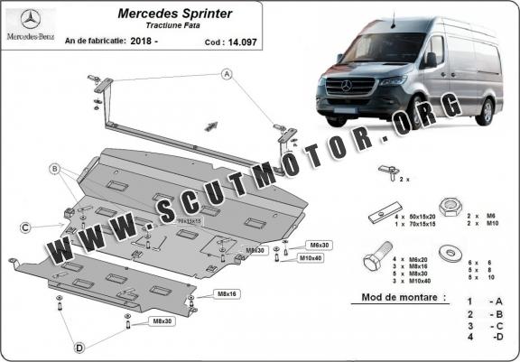 Scut motor metalic Mercedes Sprinter-Tracțiune  față