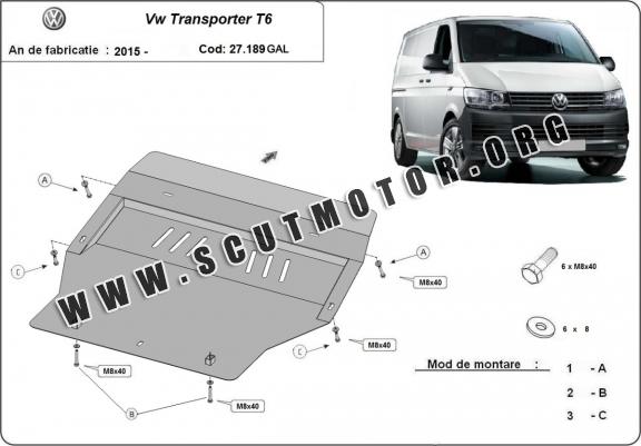 Scut motor metalic galvanizat Volkswagen Transporter T6