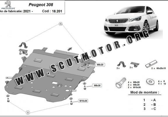 Scut motor metalic Peugeot 308