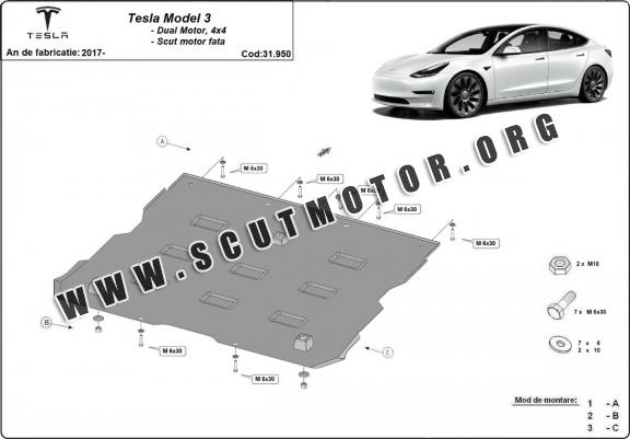 Scut motor faţă Tesla Model 3 AWD