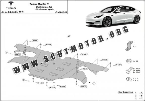 Scut motor spate Tesla Model 3 AWD