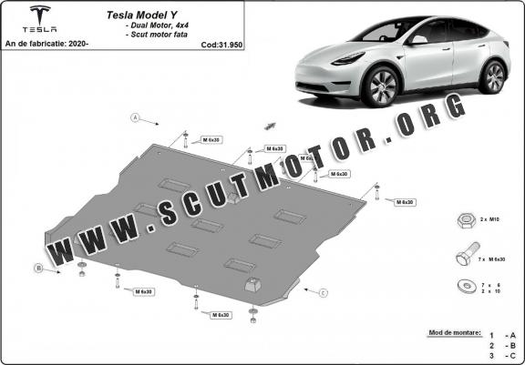 Scut motor faţă Tesla Model Y AWD