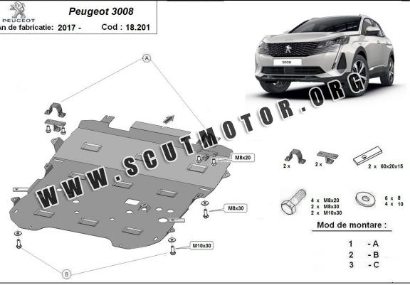 Scut motor metalic Peugeot 3008