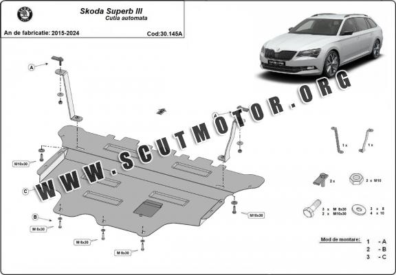 Scut motor metalic Skoda Superb - cutie de viteză automată