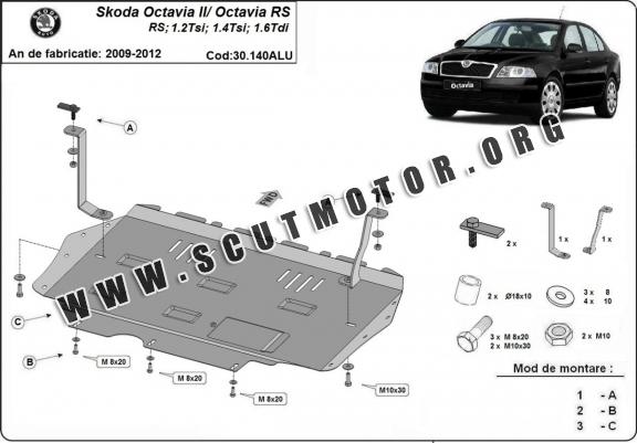 Scut motor din aluminiu Skoda Octavia 2