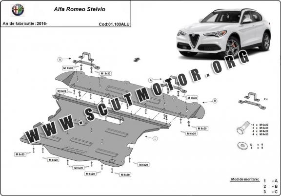 Scut motor din aluminiu Alfa Romeo Stelvio 