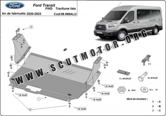 Scut motor din aluminiu Ford Transit  - Tracţiune Faţă