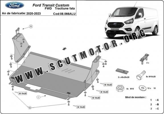 Scut motor din aluminiu Ford Transit Custom