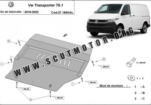 Scut motor metalic galvanizat Volkswagen Transporter T6.1