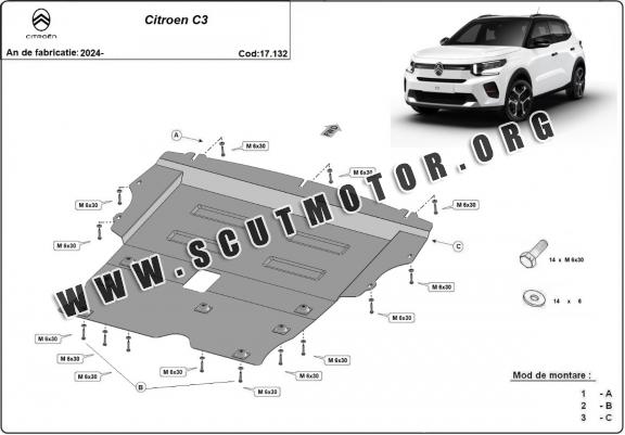 Scut motor metalic Citroen C3